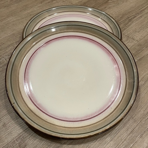 Sango Other - Sango Arcadia Black Cream and Pink Dinner Plates with Tan Edge Set of Two